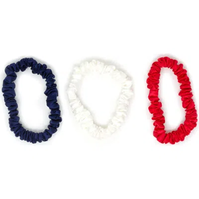 Blissy 3-pack Skinny Silk Scrunchies In Red/white/blue