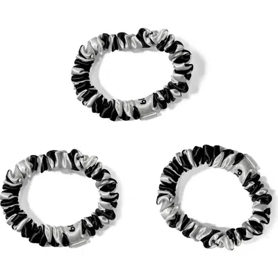 Blissy 3-pack Skinny Silk Scrunchies In Zebra