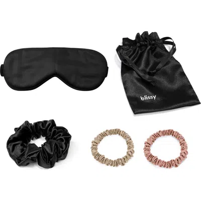 Blissy Best Of  Mulberry Silk 5-piece Travel Set In Black/ Multi