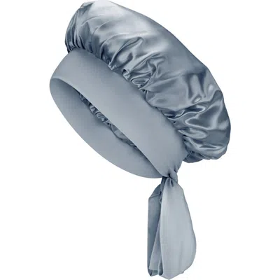 Blissy Bow Mulberry Silk Bonnet In Blue