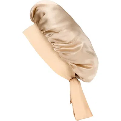 Blissy Bow Mulberry Silk Bonnet In Pink