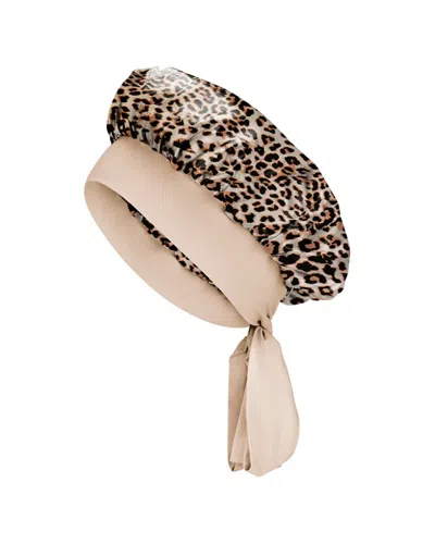 Blissy Mulberry Silk Bow Bonnet In Brown