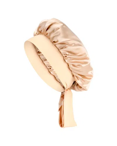 Blissy Mulberry Silk Bow Bonnet In Neutral