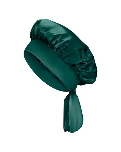 Blissy Mulberry Silk Bow Bonnet In Green