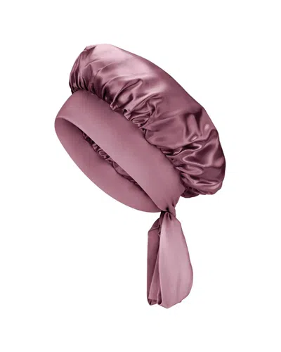 Blissy Mulberry Silk Bow Bonnet In Purple