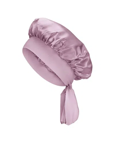 Blissy Mulberry Silk Bow Bonnet In Pink