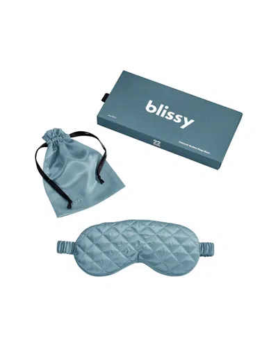 Blissy Mulberry Silk Diamond Quilted Sleep Mask In Blue