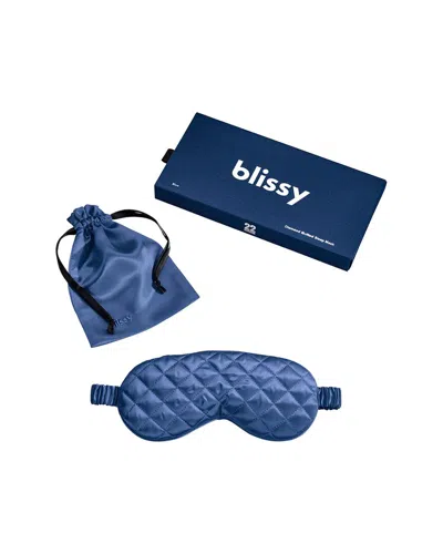 Blissy Mulberry Silk Diamond Quilted Sleep Mask In Blue