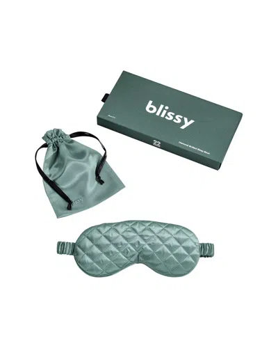 Blissy Mulberry Silk Diamond Quilted Sleep Mask In Green