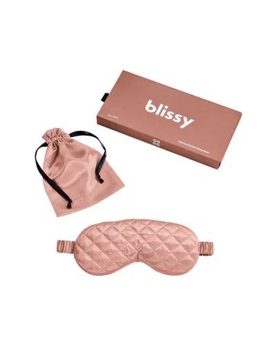 Blissy Mulberry Silk Diamond Quilted Sleep Mask In Pink