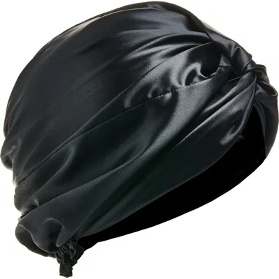 Blissy Mulberry Silk Hair Bonnet In Black