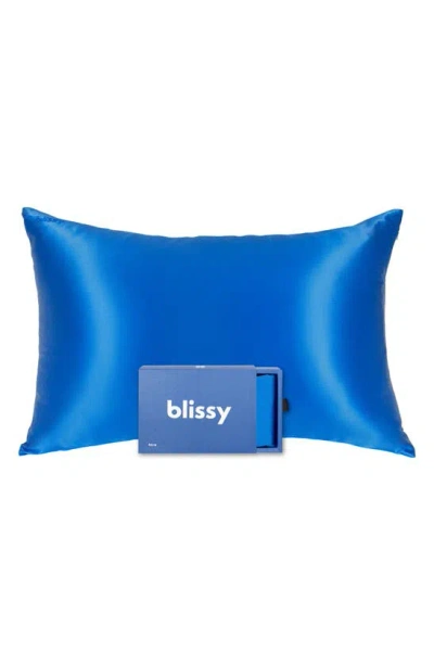 Blissy Mulberry Silk Pillowcase In Azure