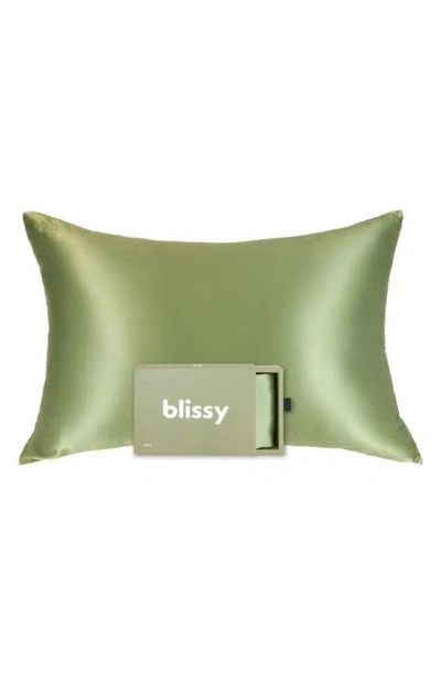 Blissy Mulberry Silk Pillowcase In Olive