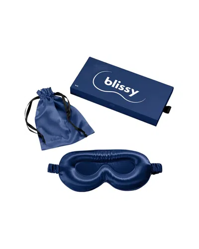 Blissy Mulberry Silk Profile Sleep Mask In Blue