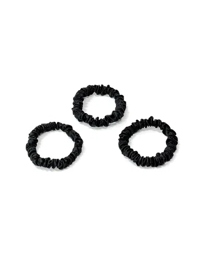 Blissy Mulberry Silk Skinny Scrunchie Set In Black