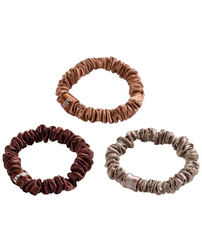 Blissy Mulberry Silk Skinny Scrunchie Set In Brown