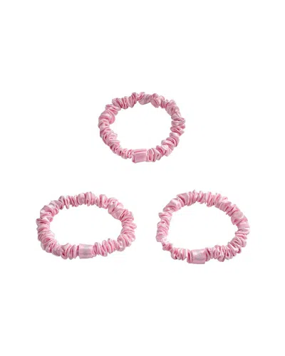 Blissy Mulberry Silk Skinny Scrunchie Set In Pink