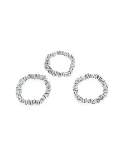 Blissy Mulberry Silk Skinny Scrunchie Set In White