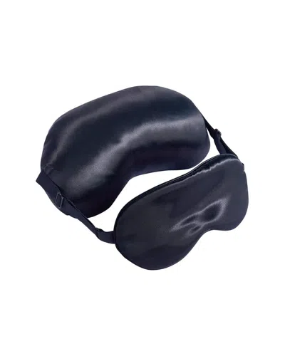 Blissy Mulberry Silk Sleep Mask & Travel Pillow In Black