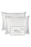 Blissy Set Of 2 Mulberry Silk Pillowcases In Gray