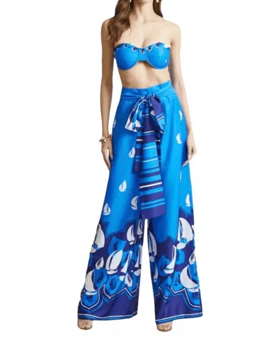 Blithe Bandeau Top And Pant Set In Blue Sail Print In Multi