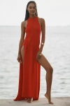 Blithe Racerback Knit Maxi Dress In Red