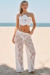 Blithe Sheer Cutout Lace Trousers In White