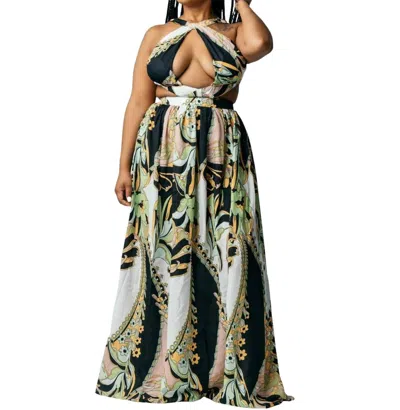 Blithela Sleeveless Maxi Dress In Green Multi