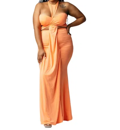 Blithela Sleeveless Maxi Dress With Cutout In Coral In Orange