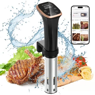Blitzhome Sous Vide Cooker, Wifi App/touch Control, Ipx7 Waterproof Compact Sous Vide Machine Pro In Black