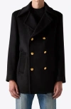 Blk Dnm 73 Double Breasted Wool Blend Peacoat