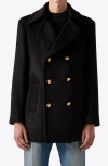 Blk Dnm 73 Double Breasted Wool Blend Peacoat In Dark Navy