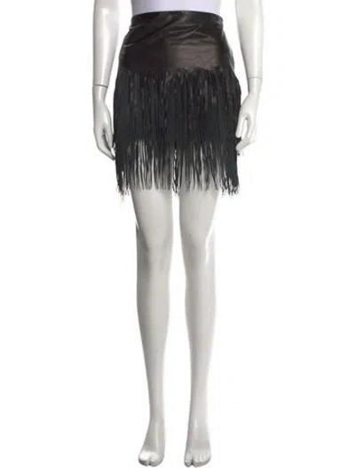 Pre-owned Blk Dnm Fringe Trim Accent Mini Skirt In Black