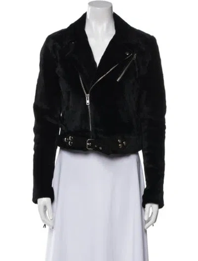 Pre-owned Blk Dnm Leather Biker Jacket In Black