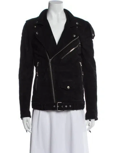 Pre-owned Blk Dnm Leather Biker Jacket In Black