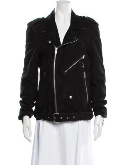 Pre-owned Blk Dnm Leather Biker Jacket In Black