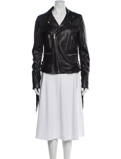 Pre-owned Blk Dnm Leather Biker Jacket In Gray