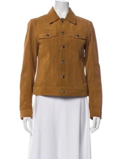 Pre-owned Blk Dnm Leather Denim Jacket In Brown