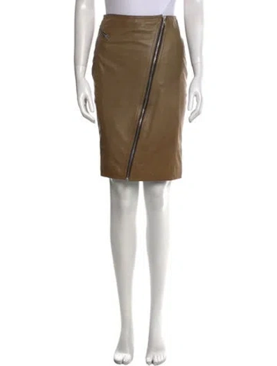 Pre-owned Blk Dnm Leather Knee-length Skirt In Brown