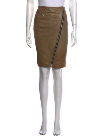 Pre-owned Blk Dnm Leather Knee-length Skirt In Brown