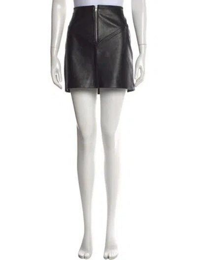 Pre-owned Blk Dnm Leather Mini Skirt W/ Tags In Black