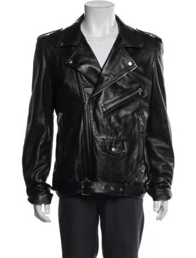 Pre-owned Blk Dnm Leather Moto Jacket In Black