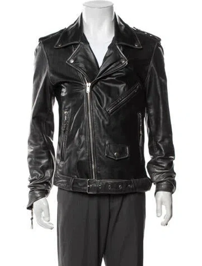 Pre-owned Blk Dnm Leather Moto Jacket In Black