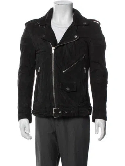 Pre-owned Blk Dnm Leather Moto Jacket In Black