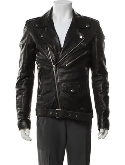 Pre-owned Blk Dnm Leather Moto Jacket In Black