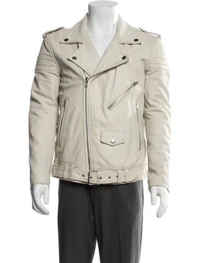 Pre-owned Blk Dnm Leather Moto Jacket In Neutrals