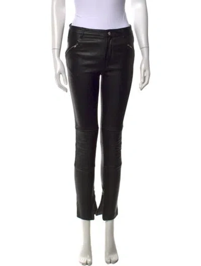 Pre-owned Blk Dnm Leather Skinny Leg Pants In Black