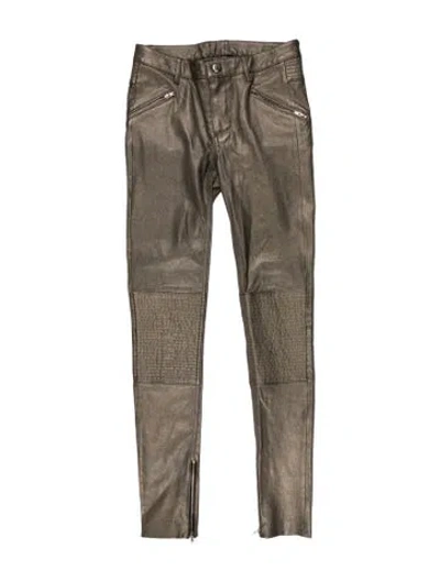 Pre-owned Blk Dnm Leather Skinny Leg Pants In Gray