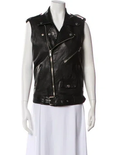 Pre-owned Blk Dnm Leather Vest In Black