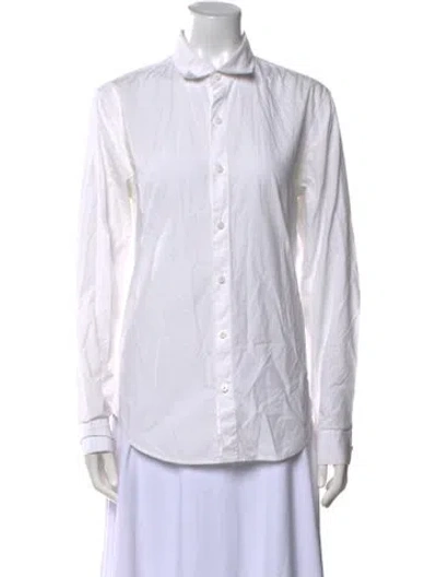 Pre-owned Blk Dnm Long Sleeve Button-up Top In White